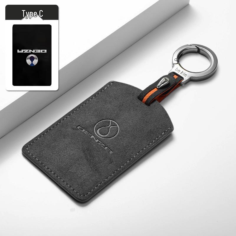 BYD D9 Suede Car Key Case - NFC Card Holder with Logo, Three-Color Protection for Men & Women