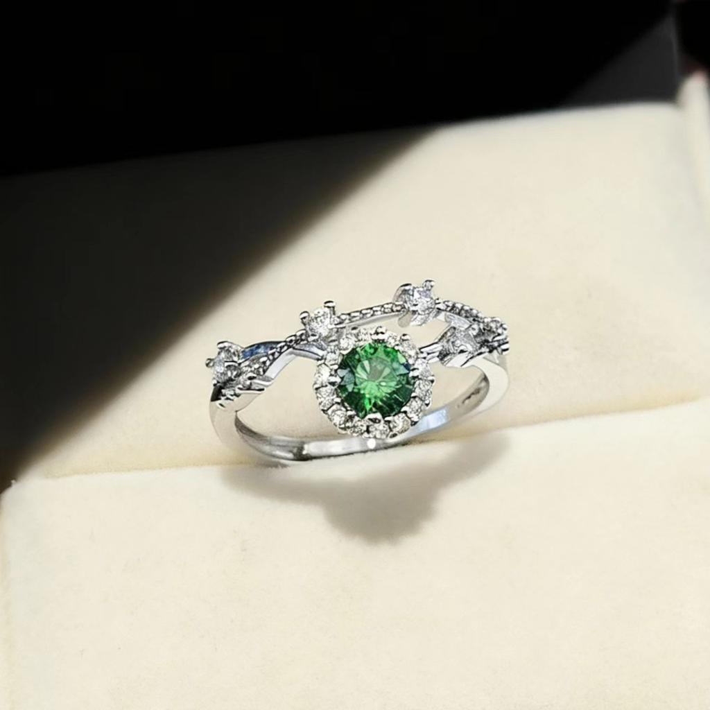 Cultivate Ruby Sapphire Brilliant Star Ring Women's Light Luxury Niche Design Emerald Treasure Ring