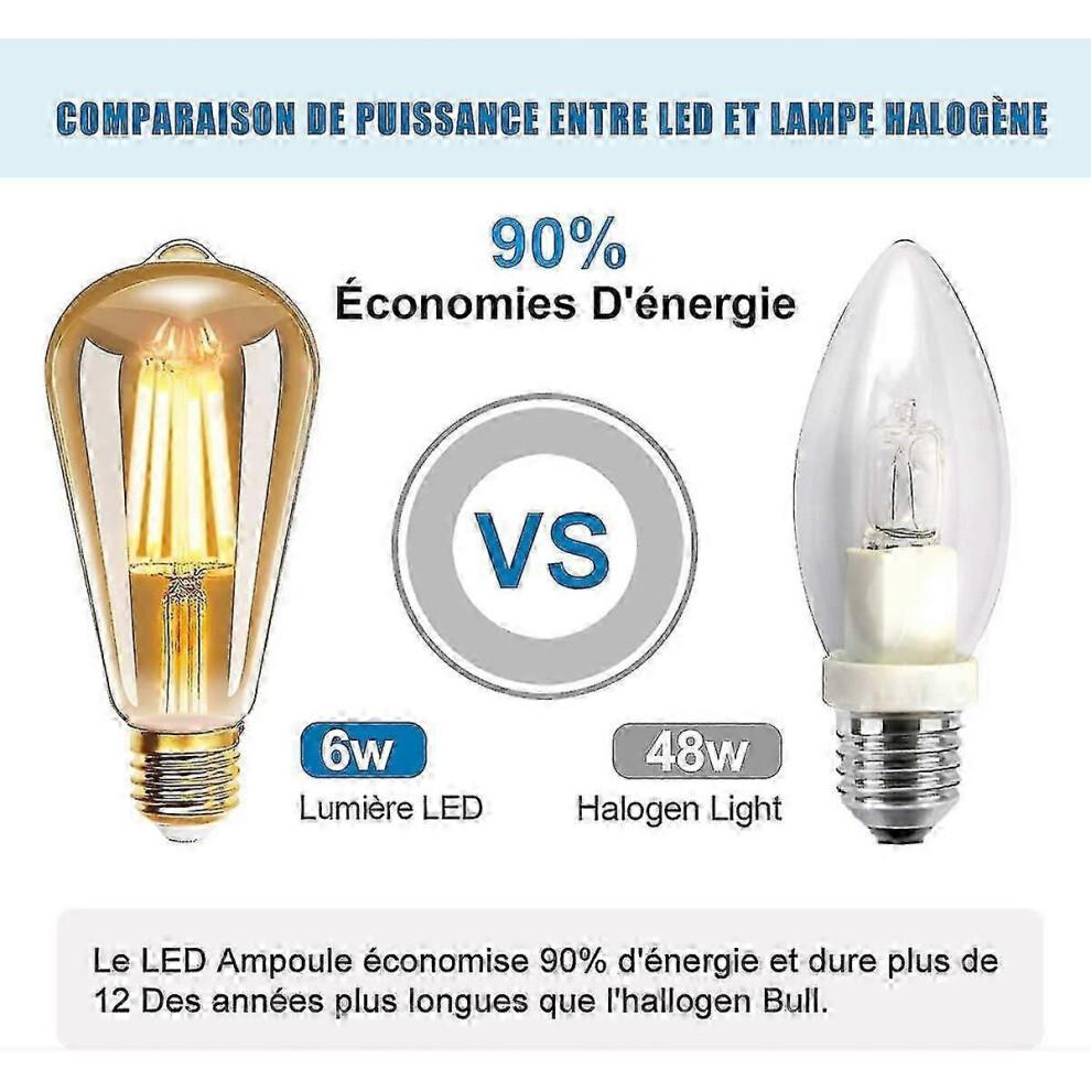 Pacote com 6 Lâmpadas LED de Filamento E27 St64 6w 2200k Amarelo Quente Vintage Edison Vintage Antigo 540lm Equivalente a Lâmpada Incandescente de 48w
