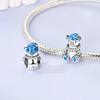 Cute Blue Hip-Hop Bear Charms Copper Original Beads Fit Originalcharms Bracelet Beads Jewelry Gifts For Women
