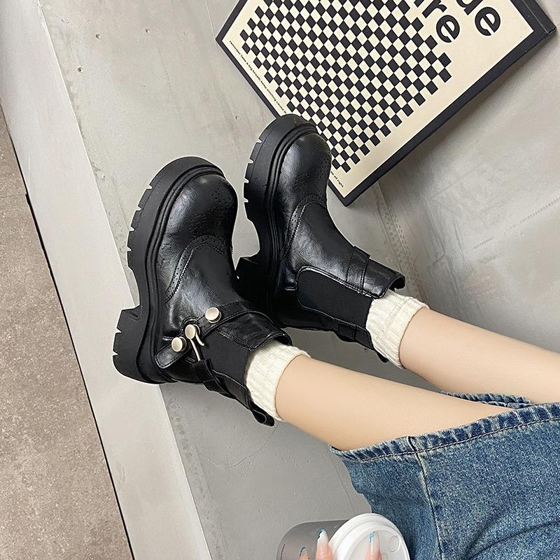 European 2025 autumn and winter new comfortable Chelsea women's heightened British style thick-soled big-headed Martin boots