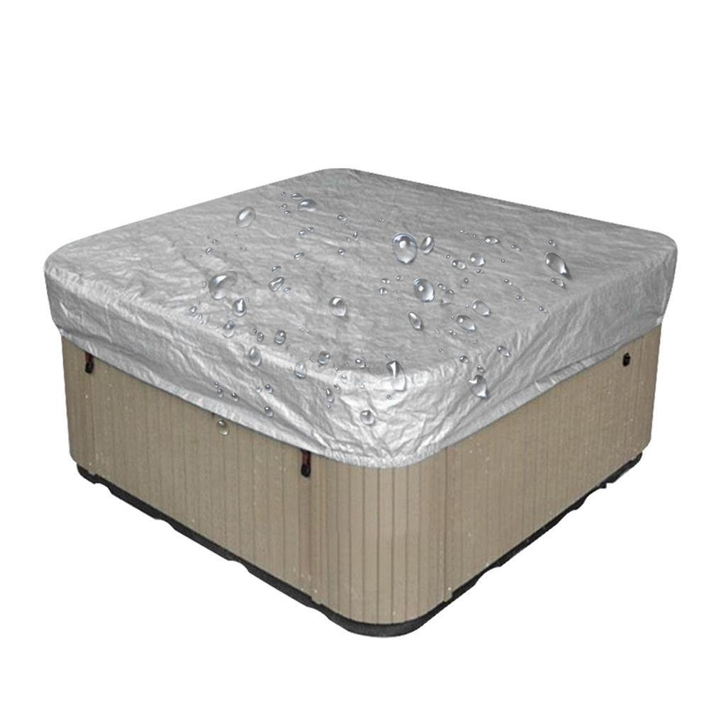 Outdoor Waterproof Dustproof Square Shaped Hot Spring Bathtub Cover Protector 220x220x30cm Gray