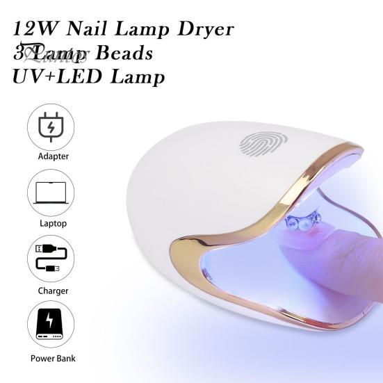 Tragbarer Gel-UV-Nageltrockner mit 3 LEDs Weiche Beleuchtung Keine blendende LED-Nagellampe zum schnellen Aushärten von Nagellack Professionelle Heim-DIY-Maniküre Nagel