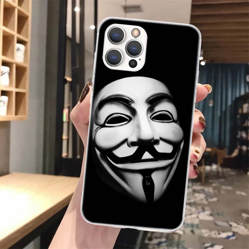 Anonymous V for Vendetta Mask Soft Phone Case For iPhone 17 Air 16 16E 15 14 Plus 13 Mini 12 11 Pro Max X XR XS 7 8 + SE 2020 Pa