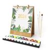 2026 Desk Calendar Water-Resistant Multipurpose Monthly Desk Calendar with Pre-Printed Canvas Paints DIY Art Supplies