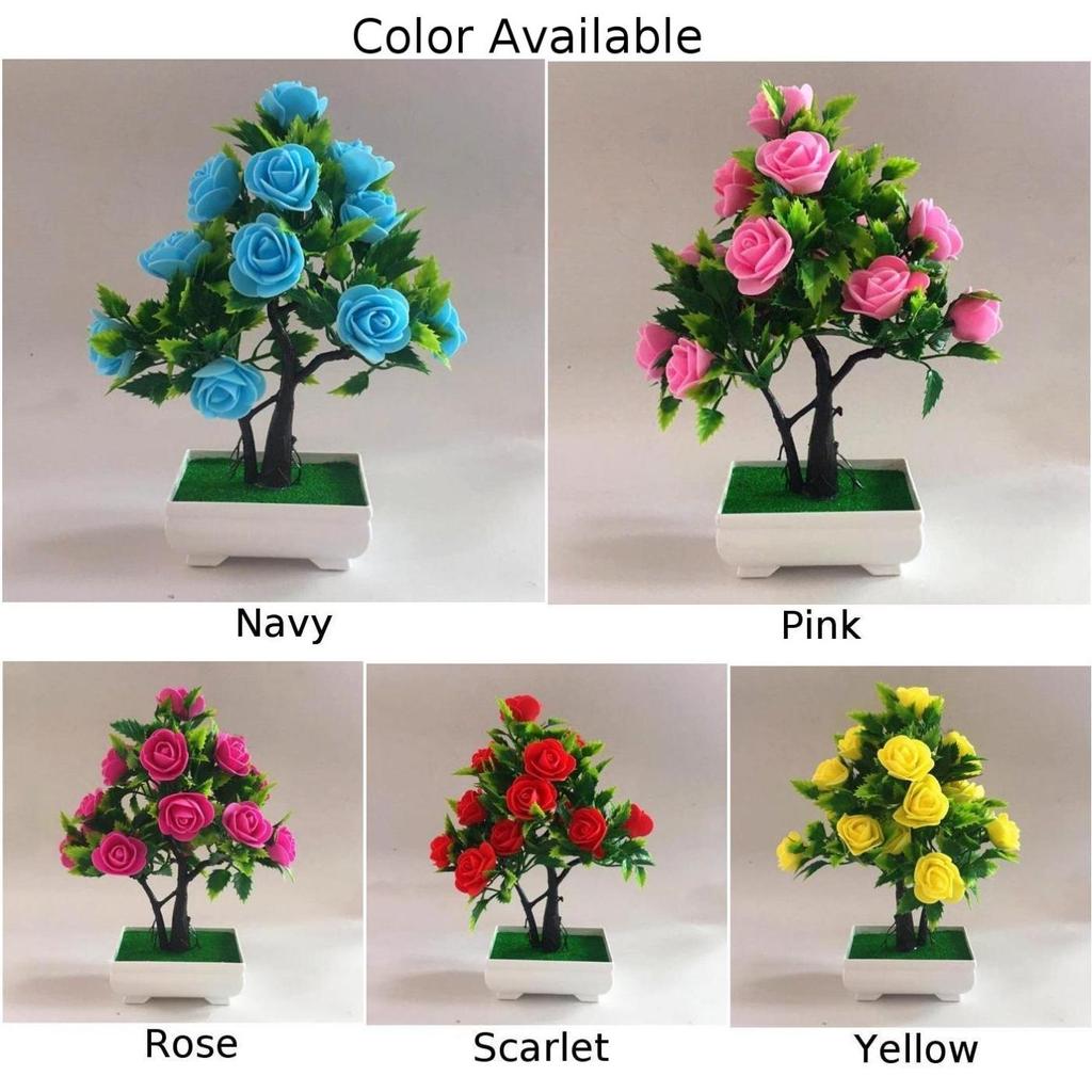 Colorful Artificial Potted Plant Fake Flower Rose Red/purple/pink/yellow/blue