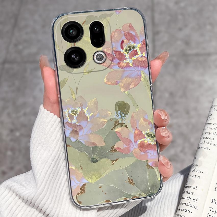 For Oppo Find X9 X8 X7 X5 Pro X2 Lite Reno8 Pro Pro+ Phone Case Black Cat Wine Glass Patterns Transparent TPU Protection Covers For Oppo Bumper Casing