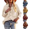 Women's  And Winter Loose Corduroy Lapel Double Pockets Long-Sleeved Shirt Jacket