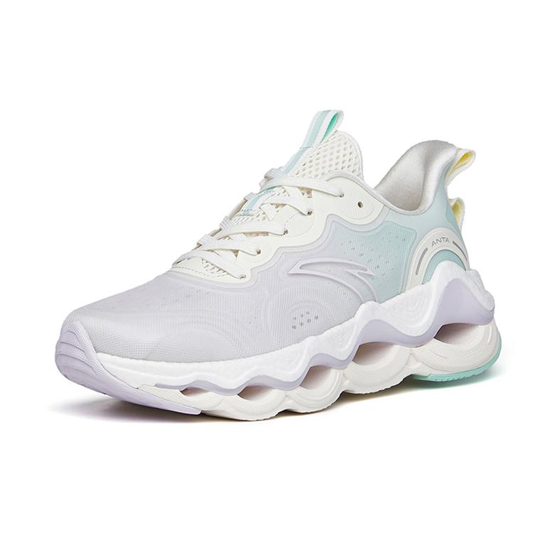 Anta Cushioning Slip Resistant Abrasion Resistant Breathable Low Top Running Shoes Women's Purple Green 122225586-1
