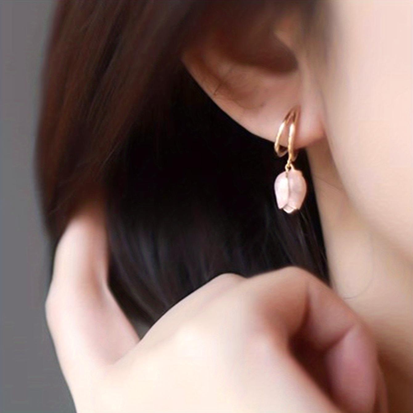 

1 Pair Long Tulip Drop Earrings with Enamel Design – Fashionable Women s Enamel Flower Earrings, Cute Dangle for Daily Wear & Gift Female