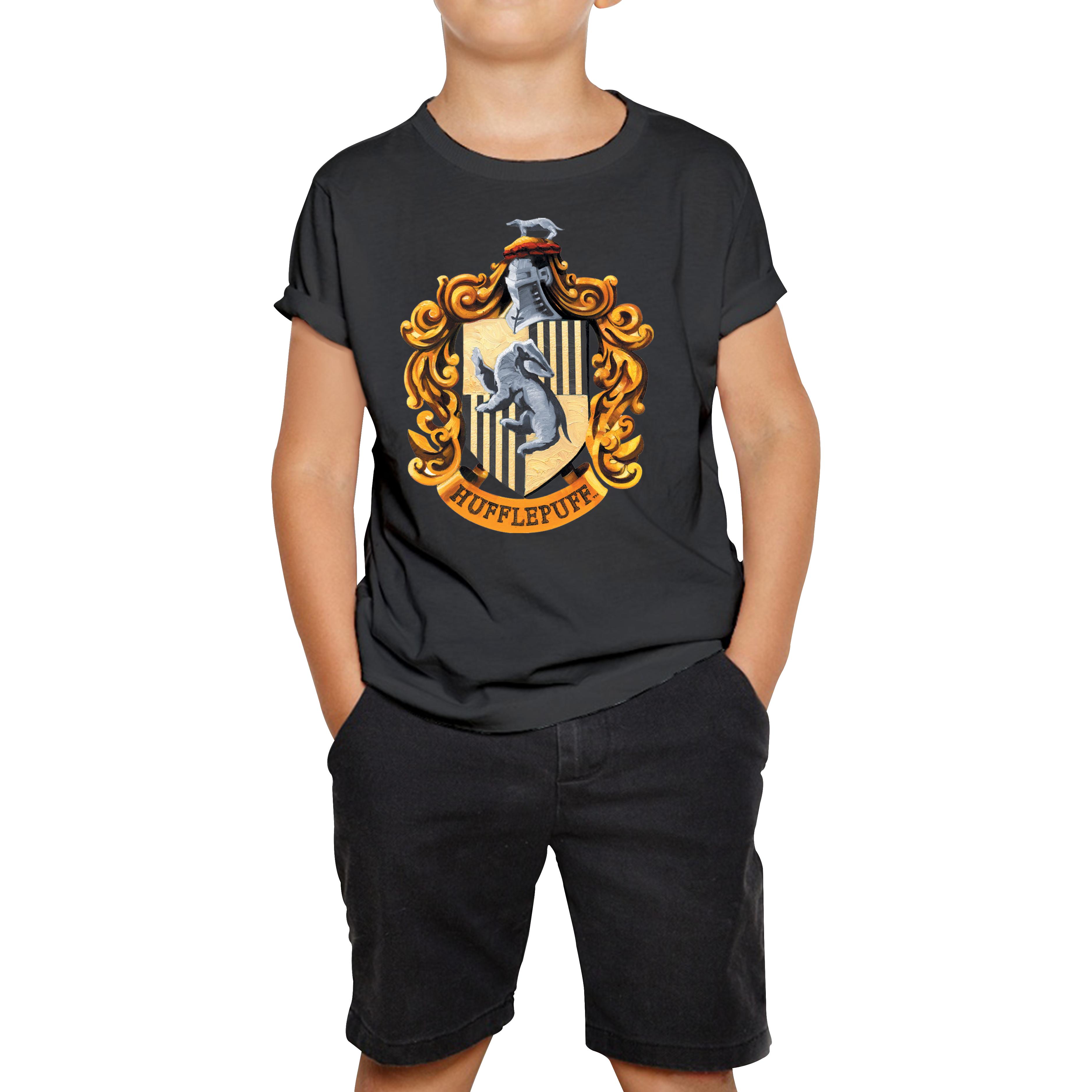 Harry Potter House Of Hufflepuff Hogwarts Crest Kids T Shirt 100