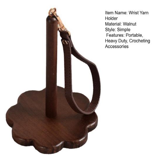 Dřevěný přenosný držák na přízi na zápěstí s šňůrkou Organizér na přízi na háčkování, spřádací kolečko, dávkovač, pletací a háčkovací příslušenství