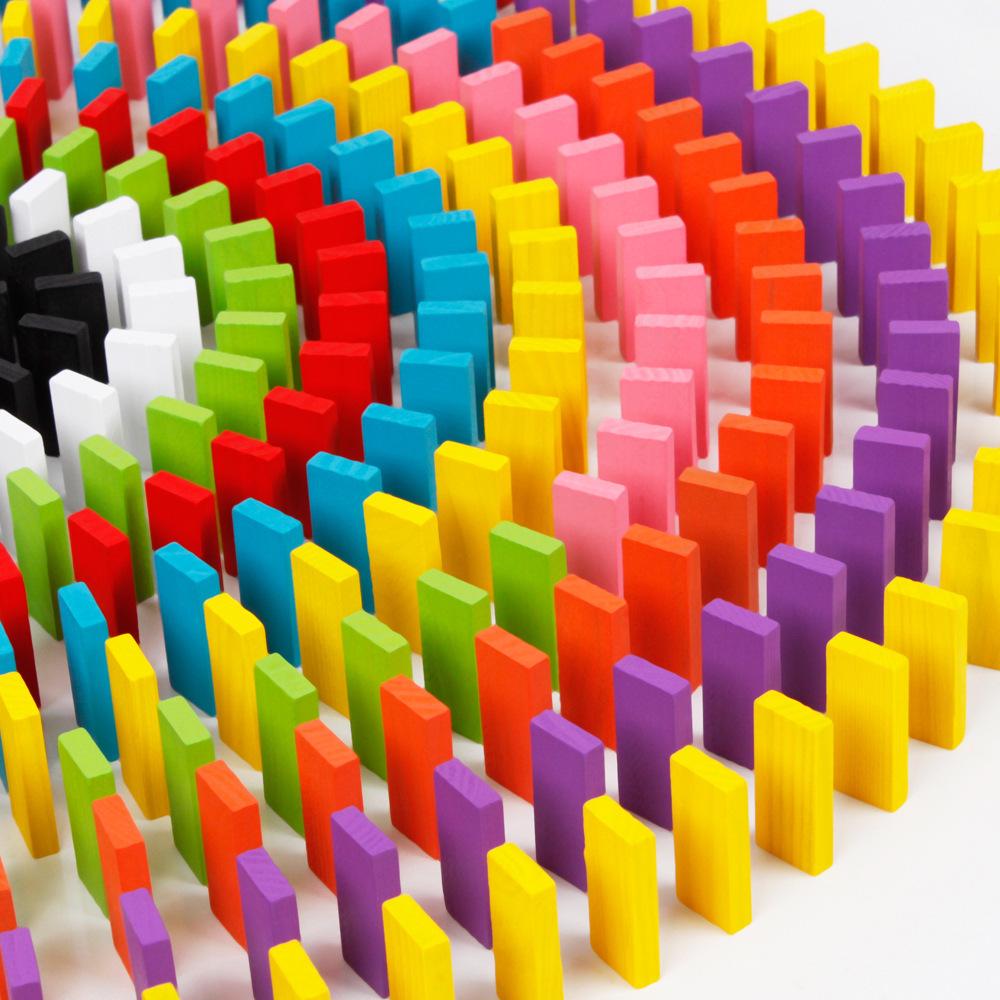 120 Rainbow Dominoes Wooden Building Blocks – Early Education Toys Wood