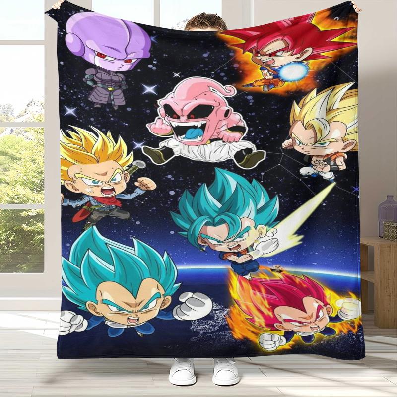 Anime D-Dragon Ball Game Cartoon Flannel Blanket,Ultra Soft Warm Plush Throw for Home Bedroom Bed Sofa Cover Office Camping