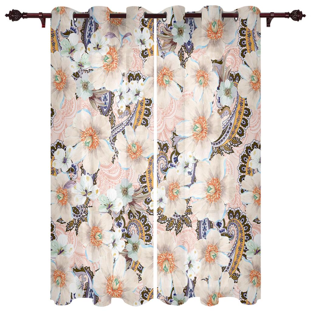 Starožitný květinový list motýl Okenní závěs Obývací pokoj Luxusní záclonový závěs do ložnice Domácí kuchyně Závěs