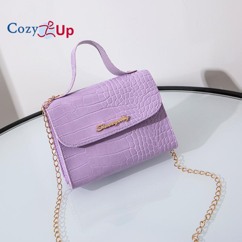 Уютная маленькая квадратная сумка с узором под крокодила на цепочке S-Mark — фото 3