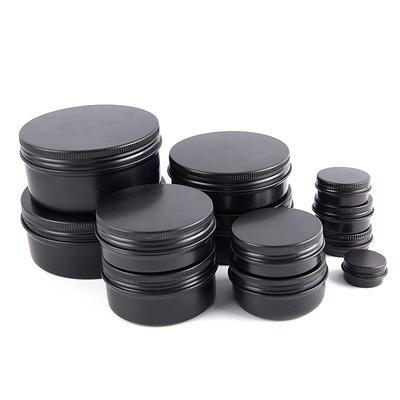 Schwarze leere runde Aluminiumbox Metallblechdosen Kosmetikcreme DIY nachfüllbares Glas