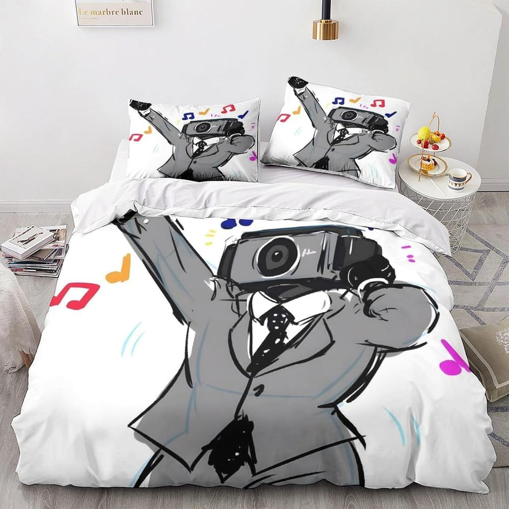 Skibidi Toilet Cartoon Bedding Sets Exquisite Bed Supplies Set Duvet Cover Bed Comforter Set Bedding Set Children Birthday Gift