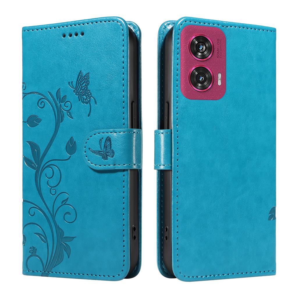 For Motorola Edge 50 Fusion 5G PU Leather Cases Flower Pattern Wallet Stand Phone Cover with Strap