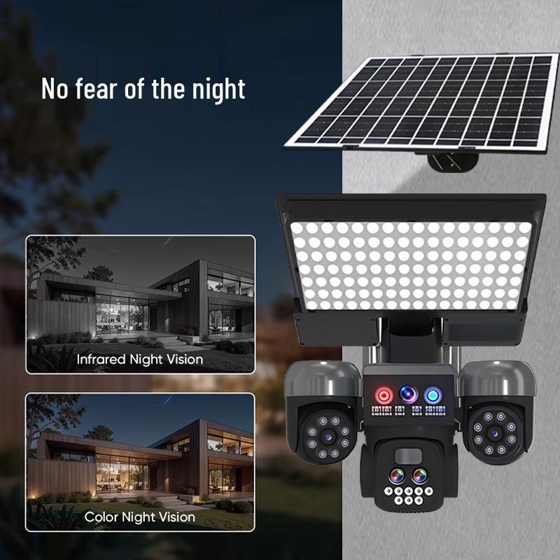 Waterproof Solar-Powered Outdoor Camera with Two-Way Voice, Full-Color Night Vision, and Home Courtyard Light.