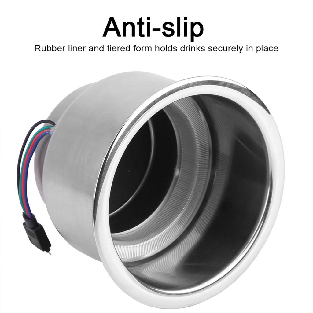 Stainless Steel LED RGB Drink Cup Holder with Remote Control? for Marine RV Truck