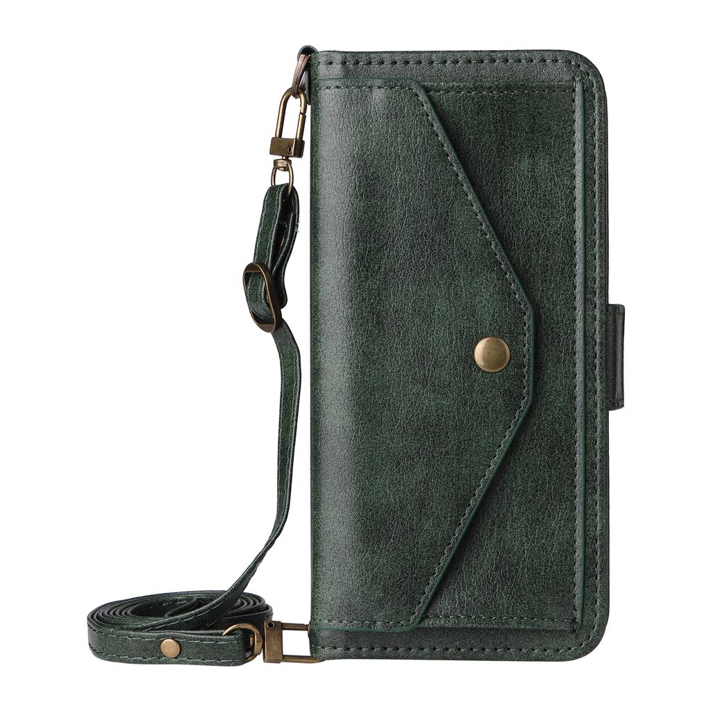 For Samsung Galaxy A24 4G (162.1mm) Leather Case Magnetic Closure Wallet Stand Phone Cover with Crossbody Strap