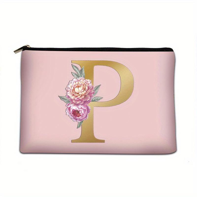 Flower  Letter Print Zipper Storage Bag  Lightweight Versatile Pouch Trendy Clutch Bag