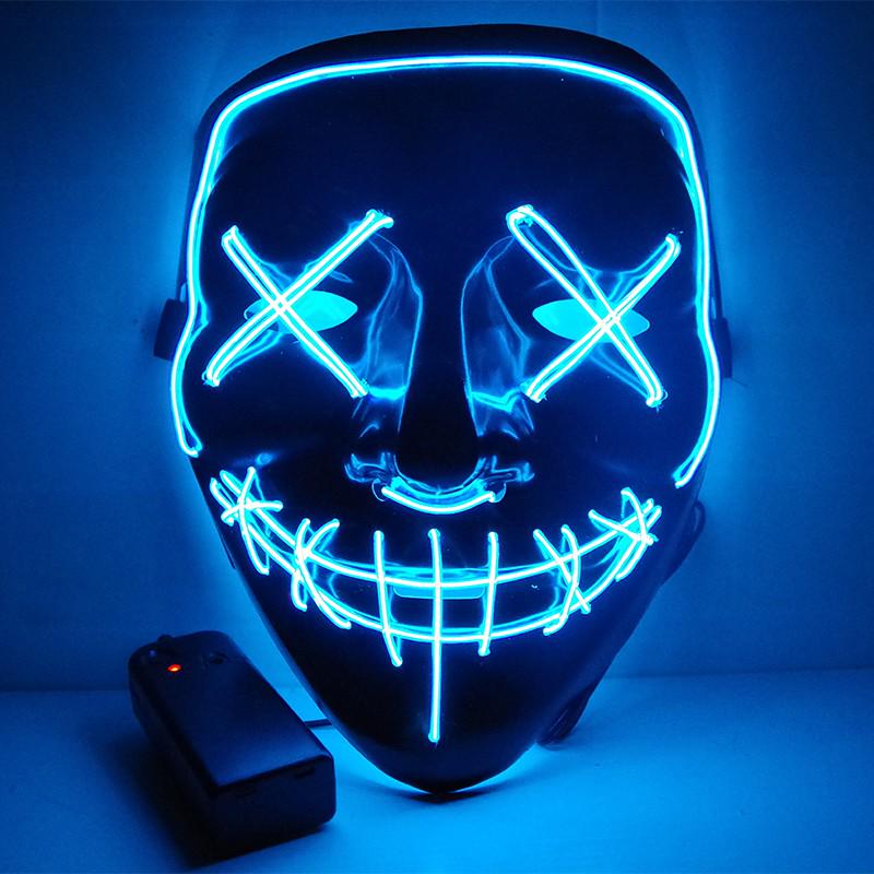 Black Ghost LED Sound-Control Mask - Luminous V Shape Halloween Prop