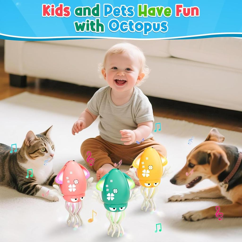 Non-Toxic Magic Dancing Octopus Toy Electric Pet Crawling Light&Music Squid Toys For Kids Interactive Development Toddler Tummy Time Gifts