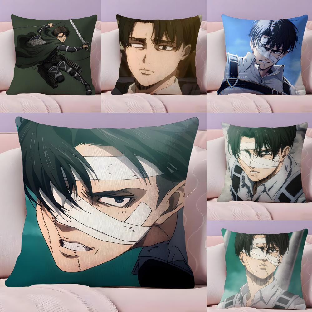 Anime Levi Ackerman Attack On TitanT Silky Short Plush with Invisible Zipper Dustproof Sofa Cushion Cover for Home Decor