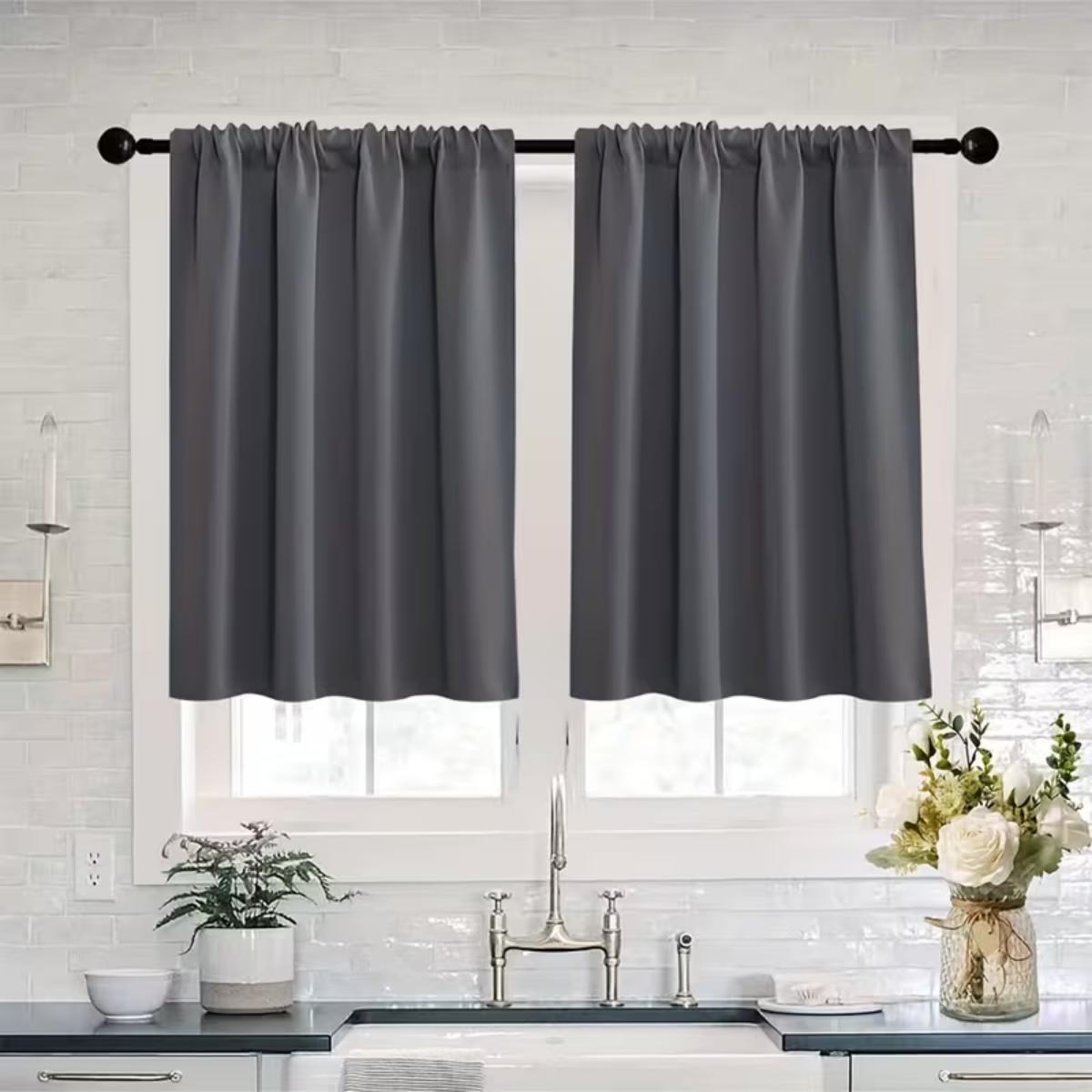 2 Pak Grijze Waterdichte Stofdichte Kastgordijn Voor Keuken Sideboard Rommel Verbergende Opberg Organizer 2pc W84xL61cm&Rod pocket &2 panels veelkleurig
