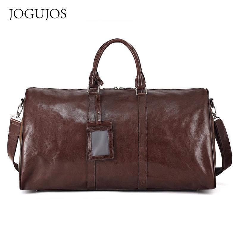 

JOGUJOS Premium Large Capacity Genuine Leather Retro Travel Bag