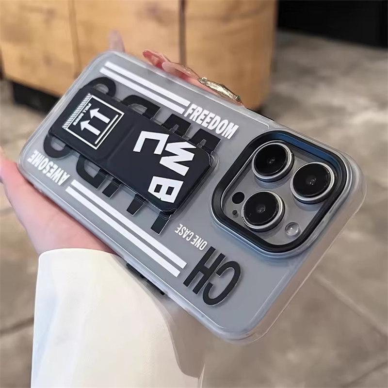 Matte Anti-Slip Phone Case for iPhone 16/15/14/13 Pro Max - Shockproof Hard Bumper Cover with Foldable Wristband Holder