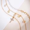 Retro Fashion Star Cross Multilayer Pendant Necklace Fashion Necklace Trendy Temperament Female Necklace