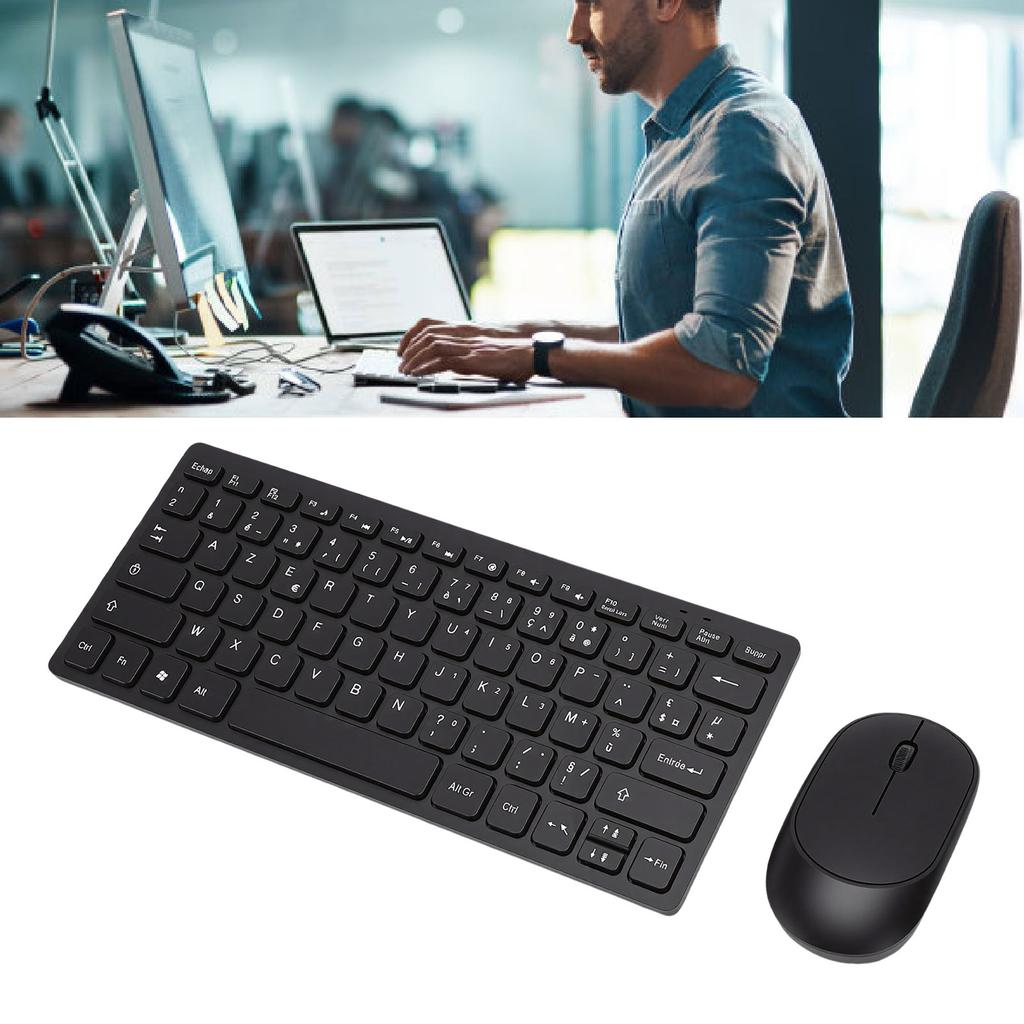 French Keyboard 2.4GHz Wireless Keyboard and Mouse 78 Key Slim Portable Wireless Keyboard for PC Laptop