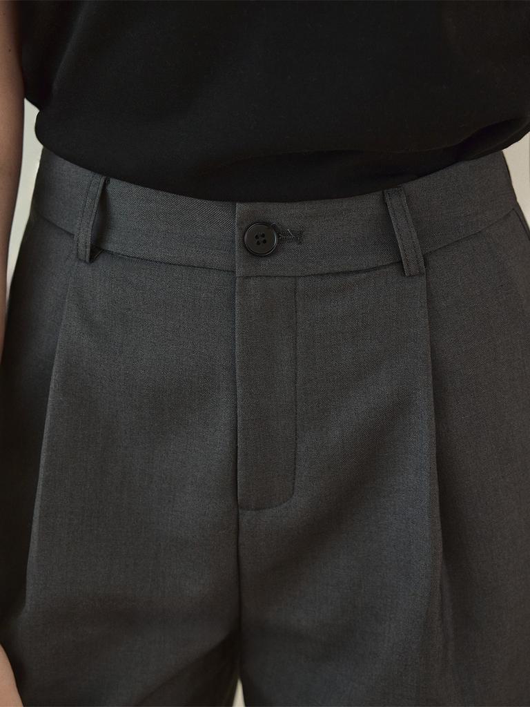 SISTERHOOD Pintuck Bermuda Pants - Grey/Black