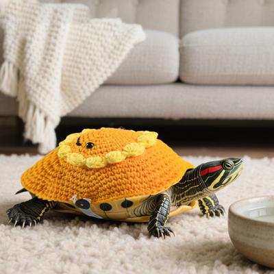 Sonnenblumenpullover für Schildkröte Gestricktes Warmes Outfit mit Verstellbarem Riemen Winter Schildkrötenbekleidung für Cosplay-Party Fotoshooting