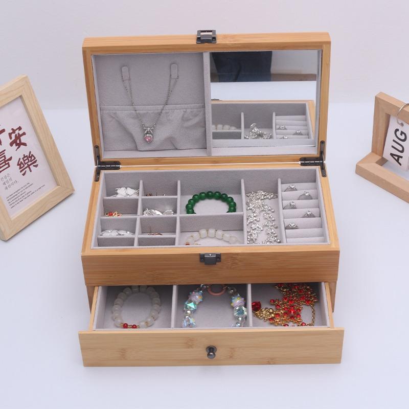 Large Capacity Jewelry Organizer Box Earrings Rings Storage Boxes Bracelet Jewellery Display Case Drawer Necklace Showcase Cases