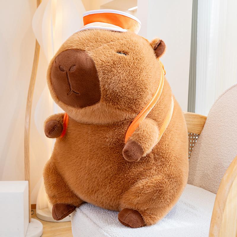 Cute Cartoon Animal Basketball Backpack Capybara Plush Toy Kawaii Stuffed Doll Home Decor Gifts For Kids