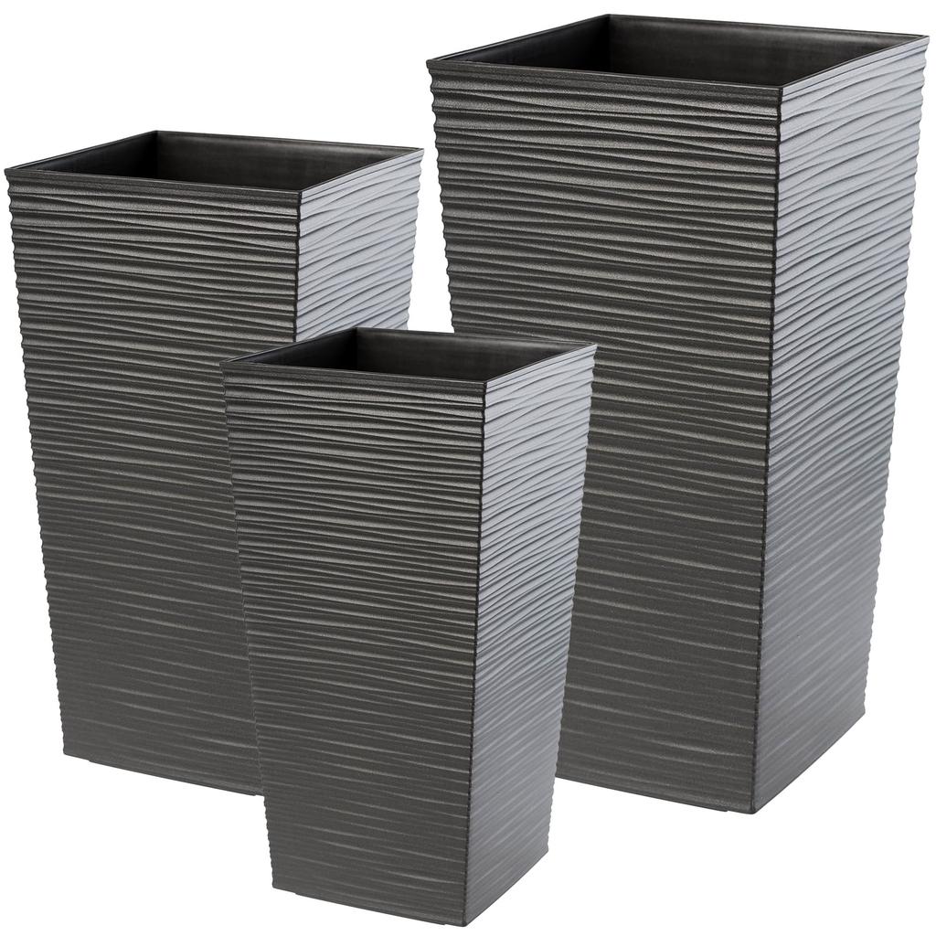 KADAX Set of 3 Flowerpots Flowerpots Inserts Garden Flowerpots Tall Graphite 57cm