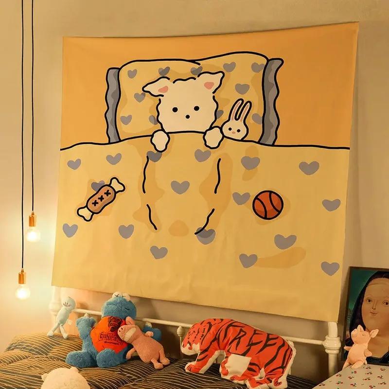 Cute Bear Rabbit Hanging Cloth Home Wall Decoration Tapestry Office Living Room Tapestry