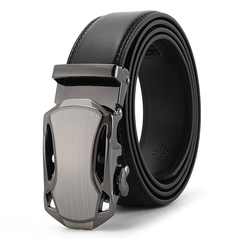 

Мужской ремень из натуральной кожи Двухслойный ремень из коровьей кожи с автоматической пряжкой Деловой повседневный модный ремень 110-130CM