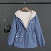 Women's Fashion Faux Fur Hooded Coat, Korean Style Zippered Parka,New Thickened Cotton Winter Outerwear, Slimming Design, Polyester, Casual Style