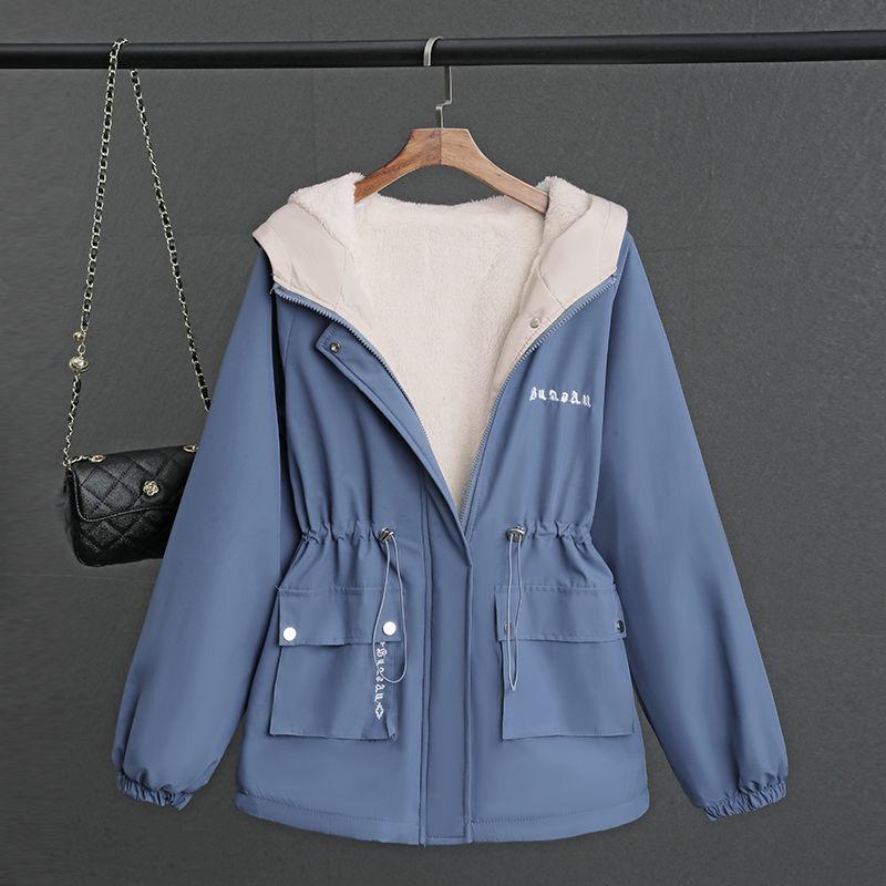 Women's Fashion Faux Fur Hooded Coat, Korean Style Zippered Parka,New Thickened Cotton Winter Outerwear, Slimming Design, Polyester, Casual Style