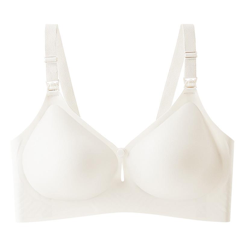 

Breastfeeding convenient open button design nude feeling seamless jelly glue steel ring-free bra breastfeeding comfortable underwear during pregnancy M size = 34/75 ABC cup (75-100)