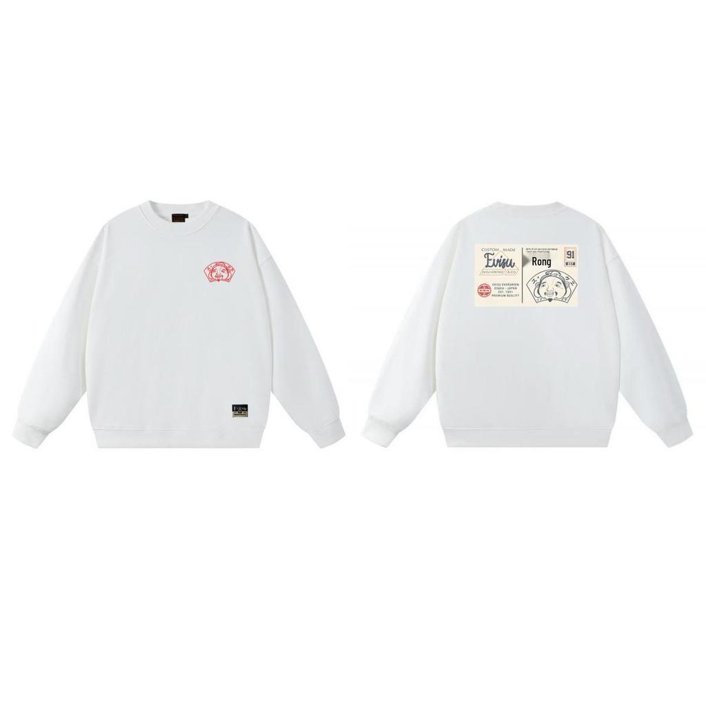 EVISU Streetwear Gott des Glücks Sweatshirt: Unisex Pullover mit Rundhalsausschnitt von hoher Qualität für Herbst 2026