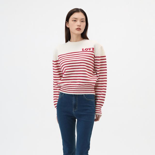 LAP Love Lettering Striped Knit Ar1Kh120