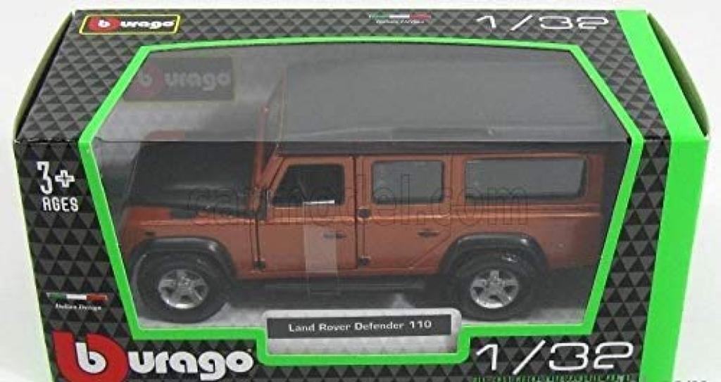 Burago Land Rover Scale Diecast Model Defender 110 Station Wagon 1995 1/32 Car (Orange)