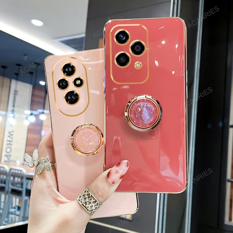Honor200 200lite Luksus Plating Ringholder Stativ Etui For Huawei Honor 200 Lite 100 Pro 5g Myk Silikon Bakdeksel Funda Coque