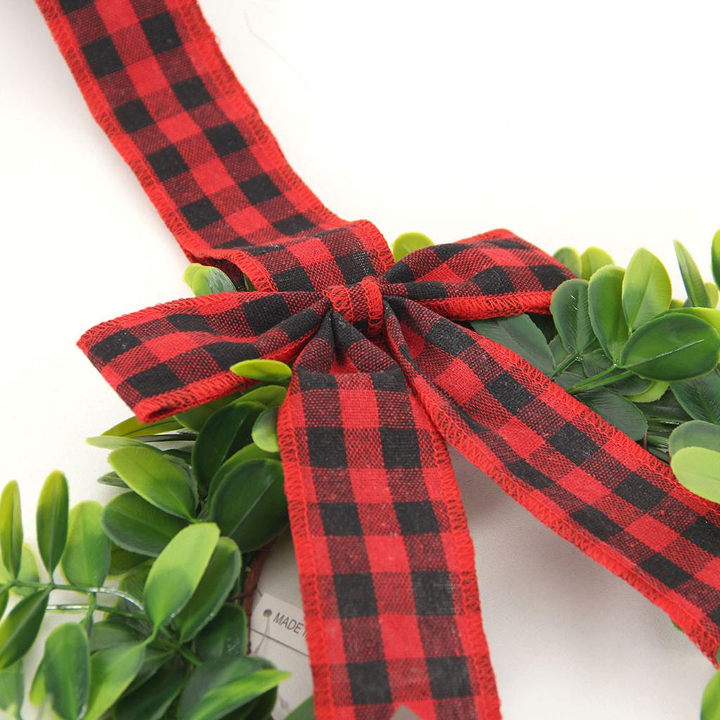 Mini Xmas Kitchen Cabinet Wreaths Small Xmas Artificial Wreaths with Plaid Bow for Door Window Wall